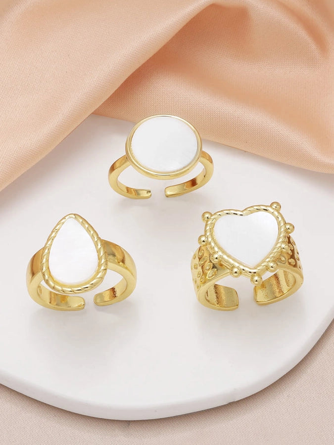 Copper 18K Gold Plated Plating Heart Shape Open Rings