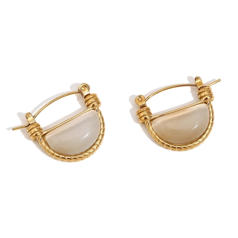 1 Pair Simple Style Geometric Inlay 304 Stainless Steel Agate Earrings