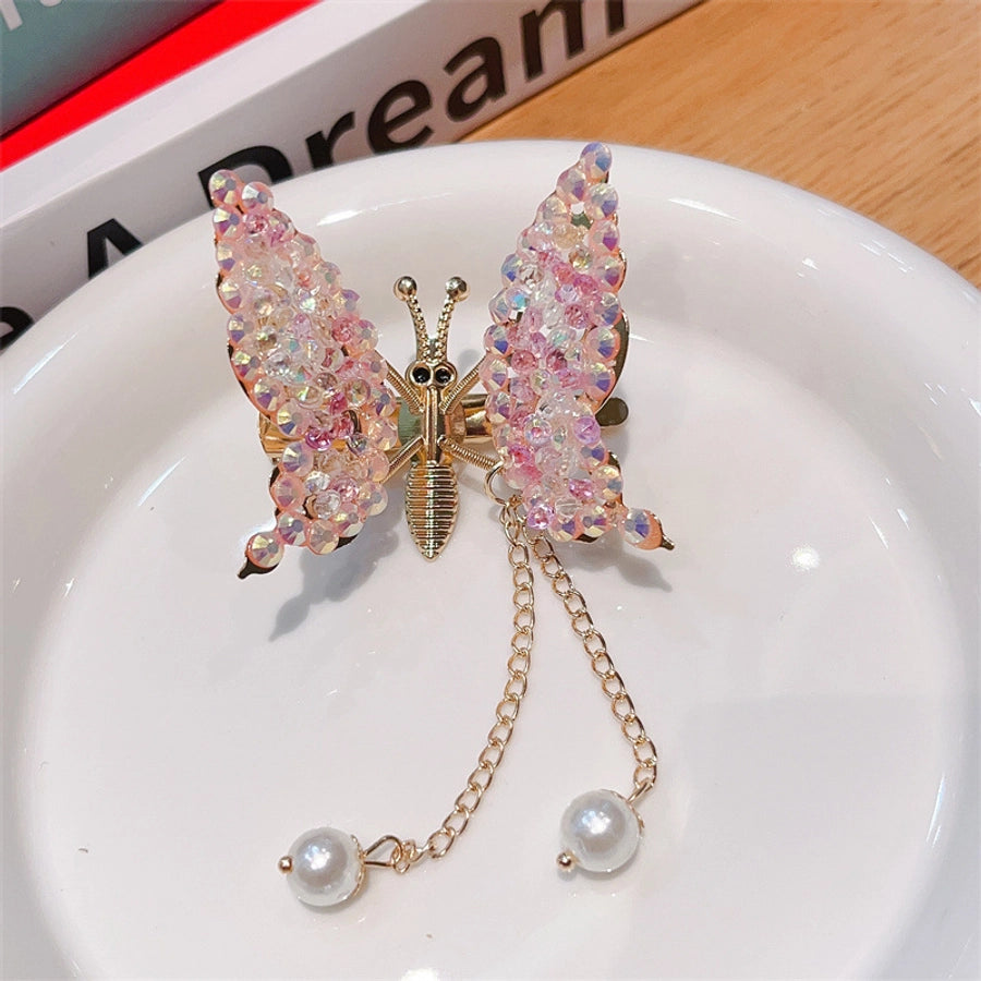 Kid'S Simple Style Butterfly Alloy Rhinestone Plating Hair Clip