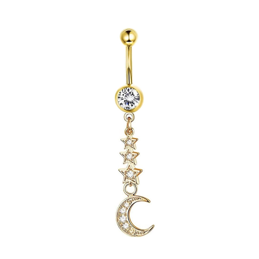 1 Piece Belly Rings Simple Style Shiny Round Heart Shape Bow Knot 316L Stainless Steel  Inlay Zircon