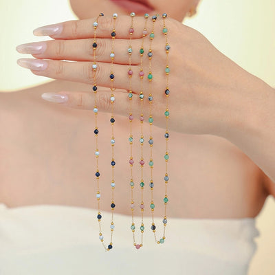 Luxurious Vacation chain natural stone 18K Gold Plated Necklace In Bulk