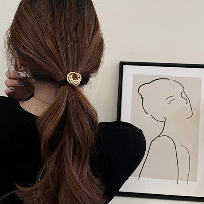 lady circle alloy rubber band plating hair tie