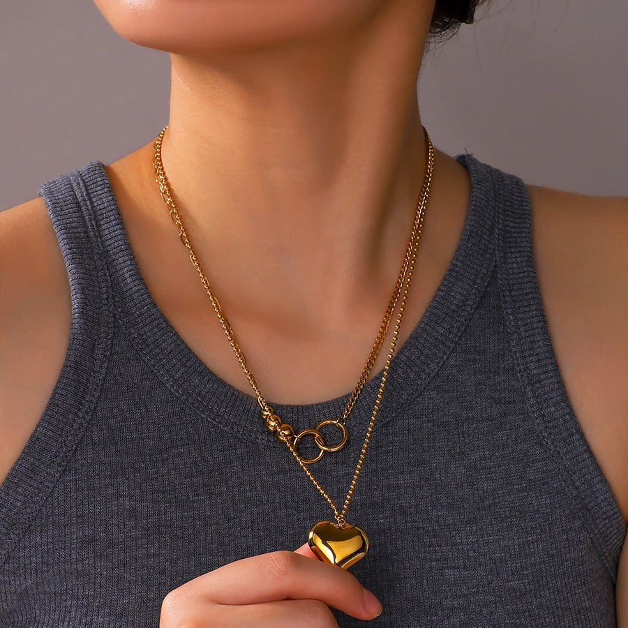 Jewelry IG Style Retro Heart Shape Titanium Steel Plating Pendant Necklace