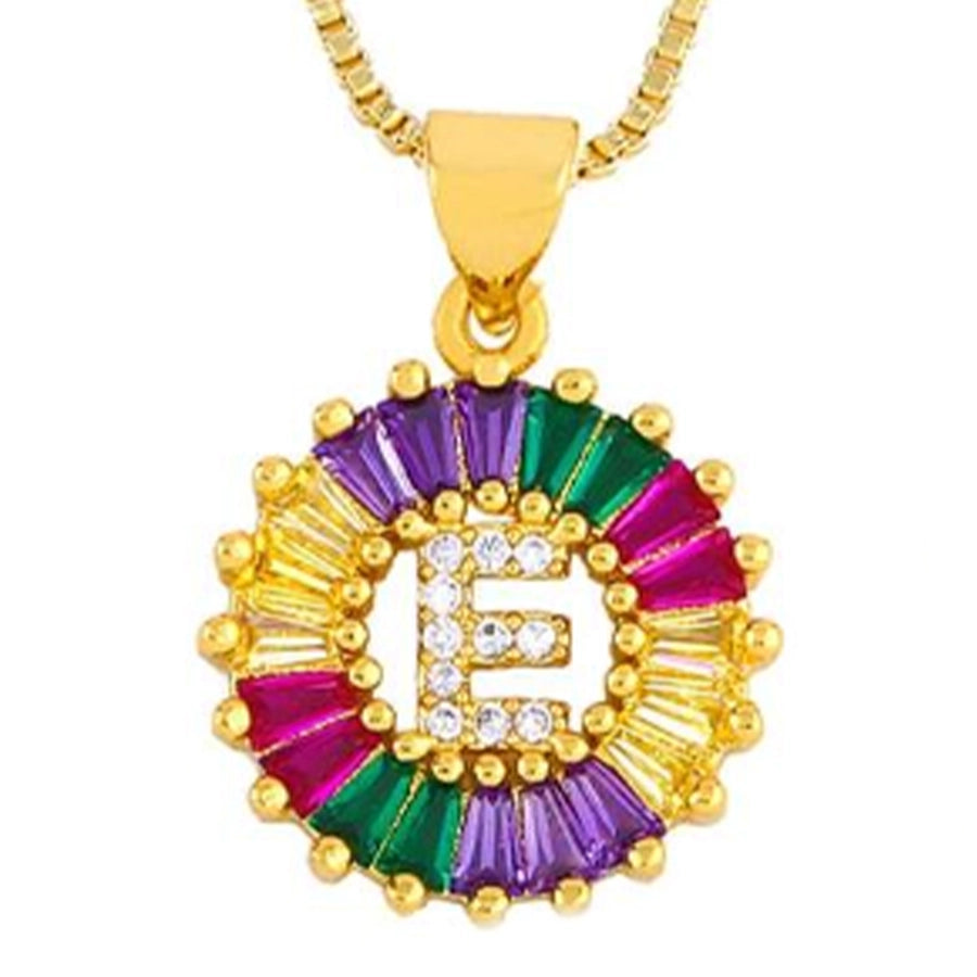 Copper 18K Gold Plated Plating Inlay Letter Zircon Pendant Necklace