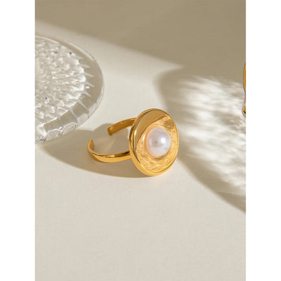 Jewelry Simple Style Classic Style Round 304 Stainless Steel Acrylic 18K Gold Plated Open Rings