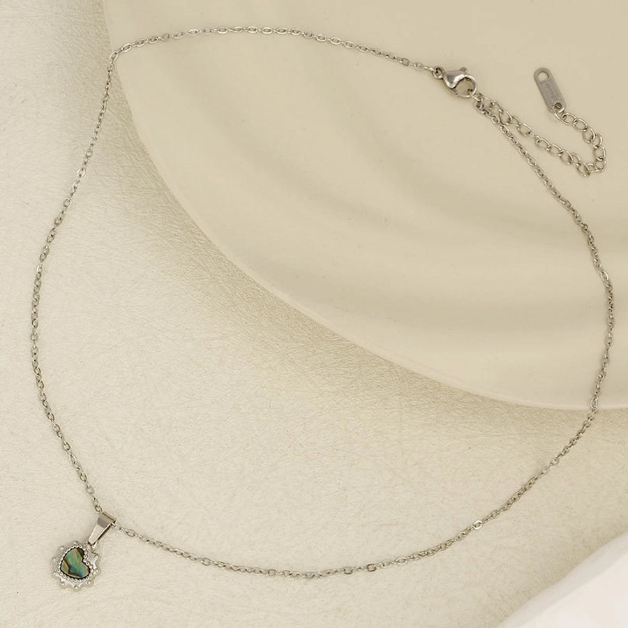 Jewelry Vintage Style Classic Style Heart Shape 304 Stainless Steel Shell Abalone Shell 18K Gold Plated Irregular Plating Pendant Necklace