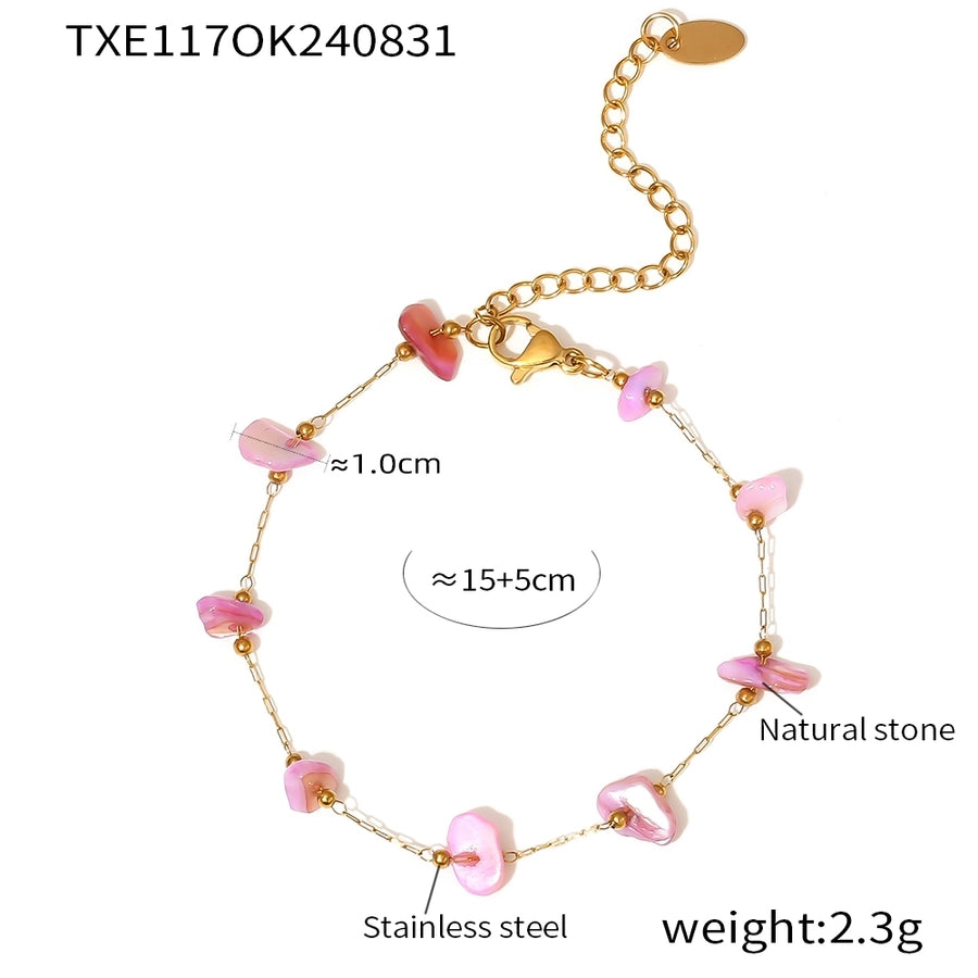 Geometric Natural Stone Necklace Bracelet Affordable Luxury Fashion Sense Stainless Steel Chain  Personalized Jewelry Suit
