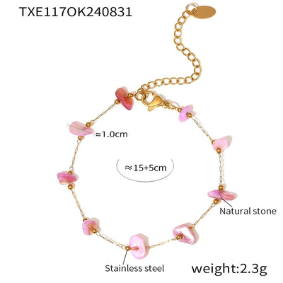 Geometric Natural Stone Necklace Bracelet Affordable Luxury Fashion Sense Stainless Steel Chain  Personalized Jewelry Suit