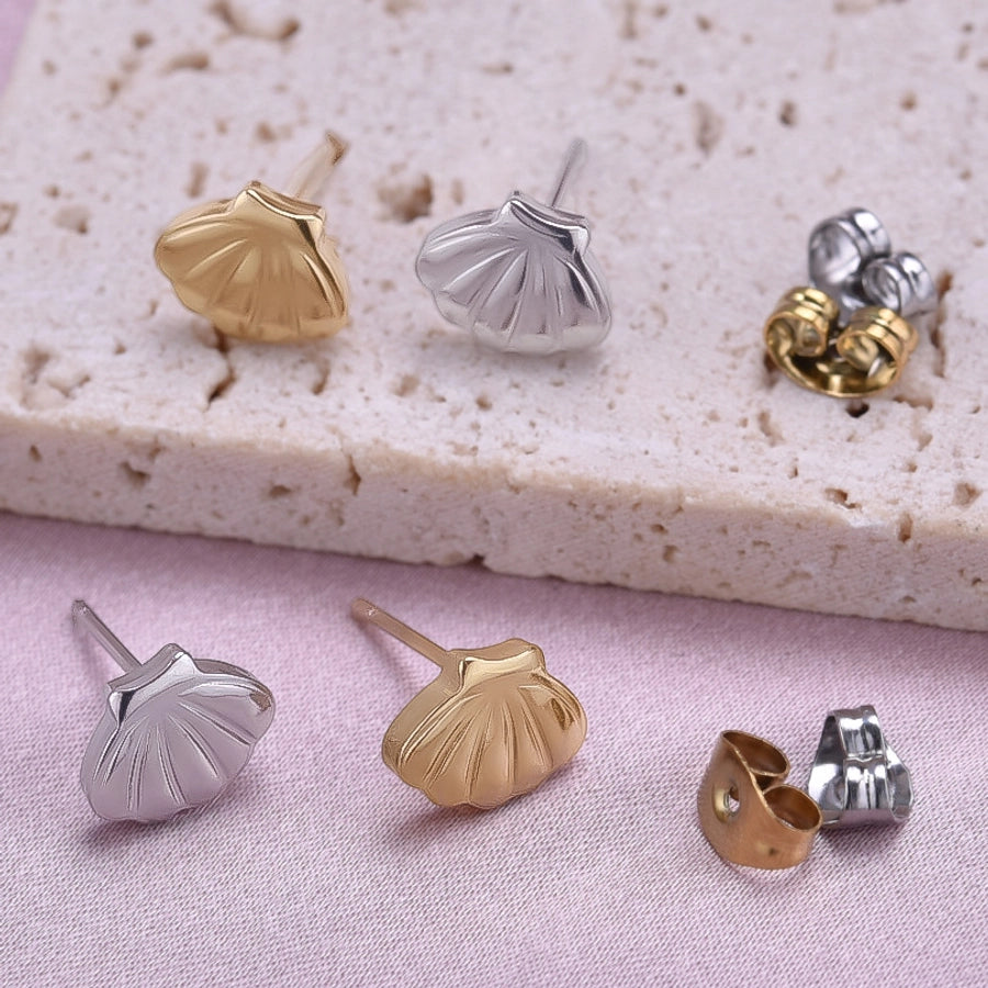 1 Pair Marine Style Simple Style Shell Plating 304 Stainless Steel Ear Studs
