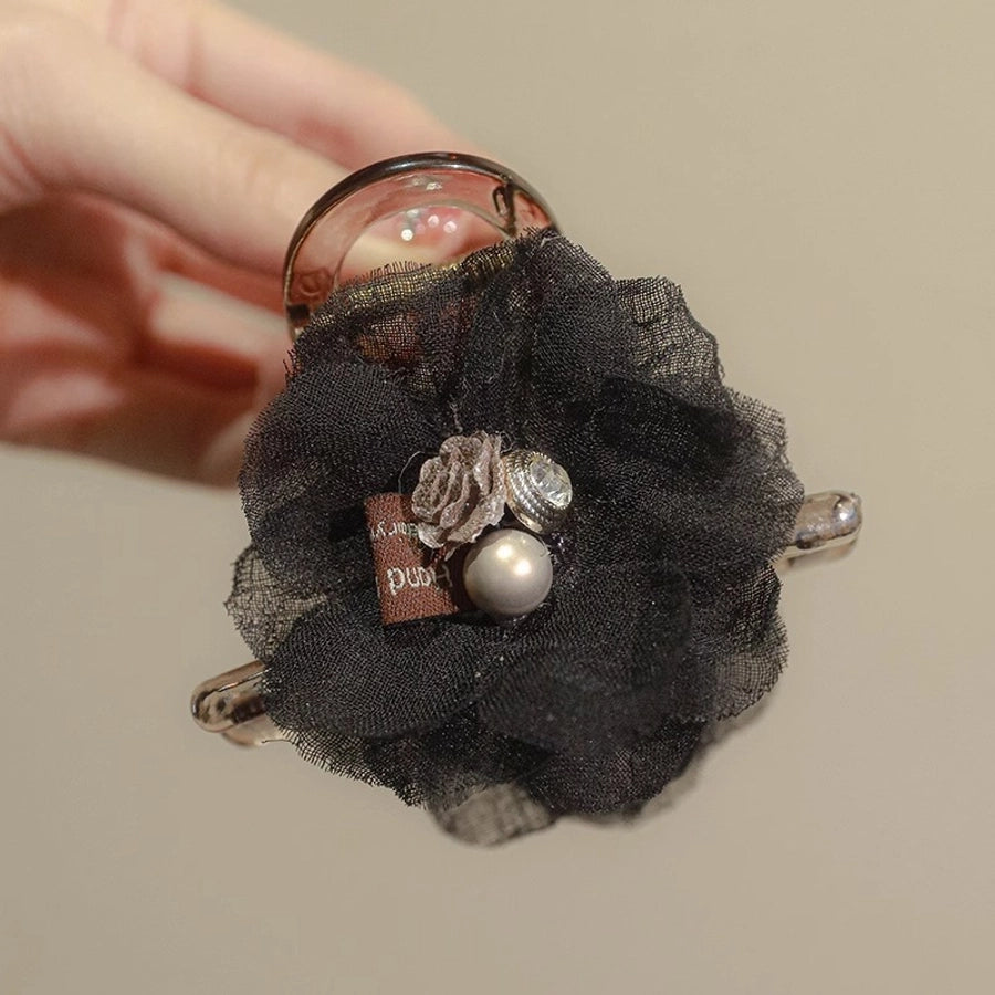 Summer Pearl Flower Grab Clip Women's Cute Hairpin Headwear Korean Hairpin Back Head Large Shark Clip Top Clip