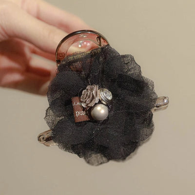 Summer Pearl Flower Grab Clip Women's Cute Hairpin Headwear Korean Hairpin Back Head Large Shark Clip Top Clip