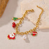 Simple Style Christmas Tree Santa Claus Christmas Socks 304 Stainless Steel cable chain Bracelets In Bulk