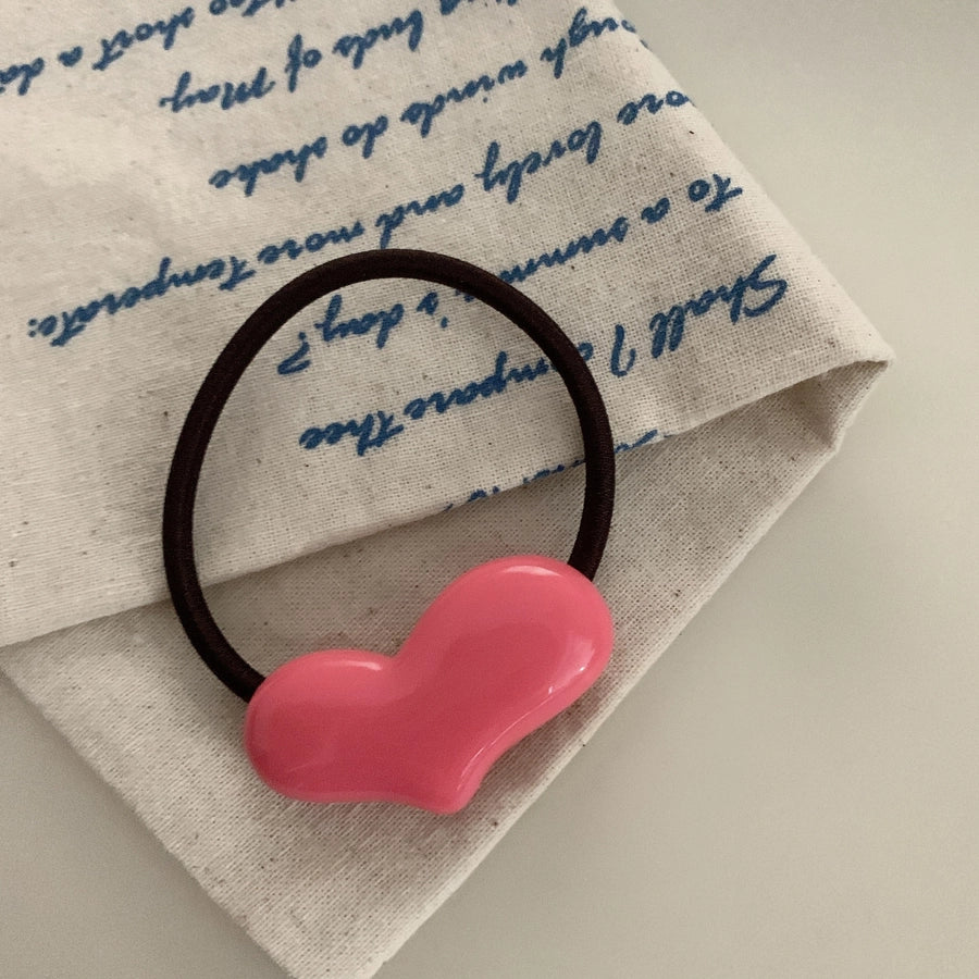 Women's Cute Simple Style Heart Shape Resin Hair Tie
