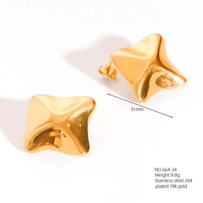 1 Pair Casual Simple Style Classic Style Geometric Square 304 Stainless Steel 18K Gold Plated Imitation Gold  Ear Studs