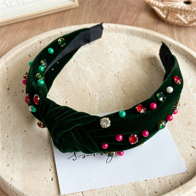 New Knotted Wide Brim Hair Band Pearl Rhinestone Fashionable High-Grade Headband Hair Fixer  Hair Accessories
