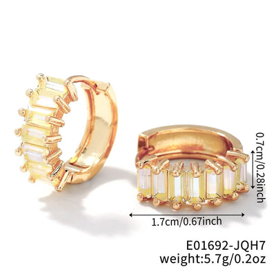 1 Pair Casual Glam Shiny Solid Color Inlay Copper Zircon K Gold Plated Rhodium Plated Ear clip