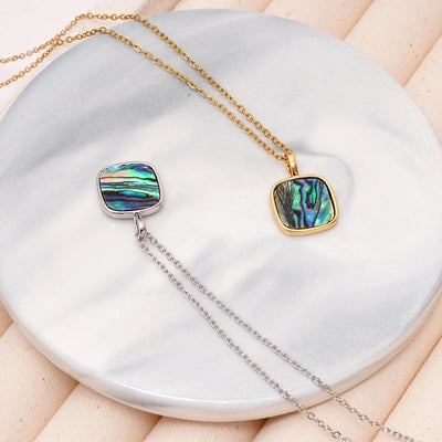 Jewelry Simple Style Geometric 304 Stainless Steel Copper Shell Inlay Pendant Necklace