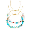 Europe and America  Hot-Selling New Arrival Bohemian Style Imitation Pearl Natural Stone Peach Heart Beads String Bracelet Fashion 2-Piece Set