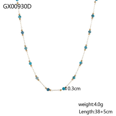 Jewelry Simple Style Bow Knot 304 Stainless Steel natural stone 18K Gold Plated Pendant Necklace