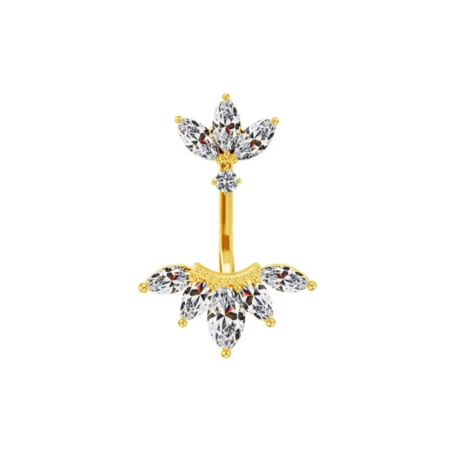 1 Piece Belly Rings Hip-Hop Sexy Heart Shape 316 Stainless Steel  Copper Plating Zircon White Gold Plated Gold Plated