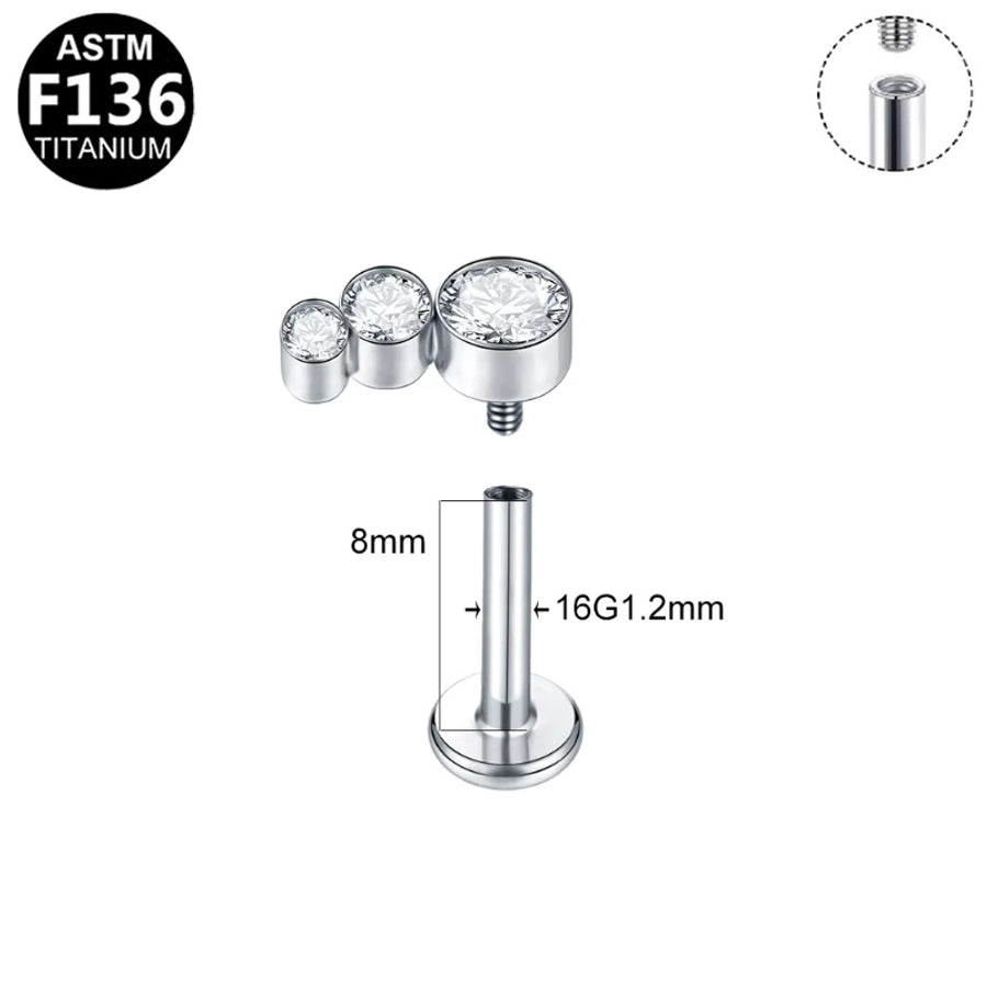 1 Piece Lip Rings Simple Style Shiny Panda Glasses Spider Pure Titanium Titanium Alloy Zircon 14K Gold Plated White Gold Plated Lip Rings Ear Cartilage Rings & Studs