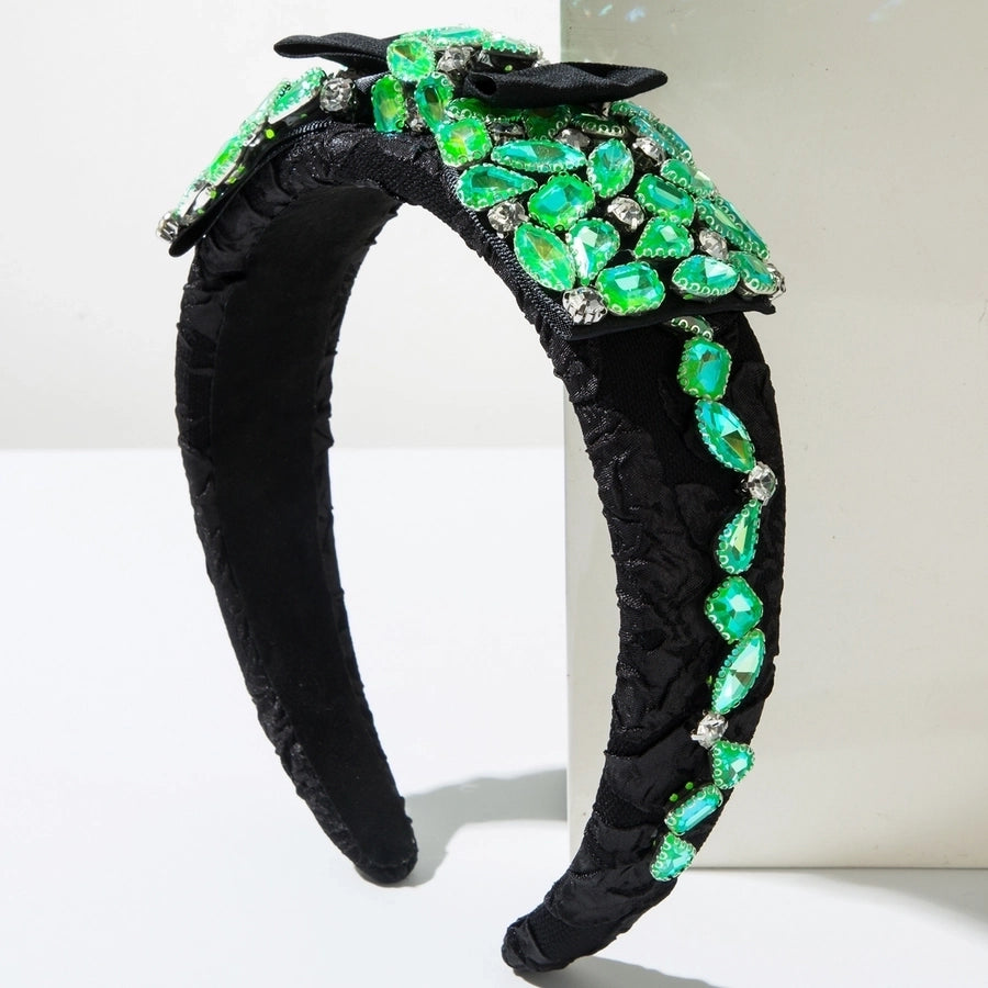 Women's Elegant Luxurious Queen Bow Knot Alloy Cloth Inlay Glass Hair Band