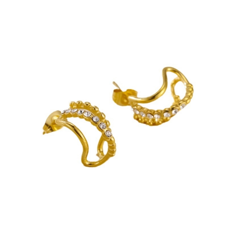 1 Pair Elegant C Shape 304 Stainless Steel 18K Gold Plated Ear Studs