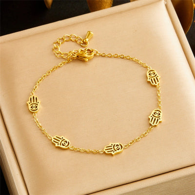 Vintage Style Palm Eye 304 Stainless Steel Bracelets In Bulk