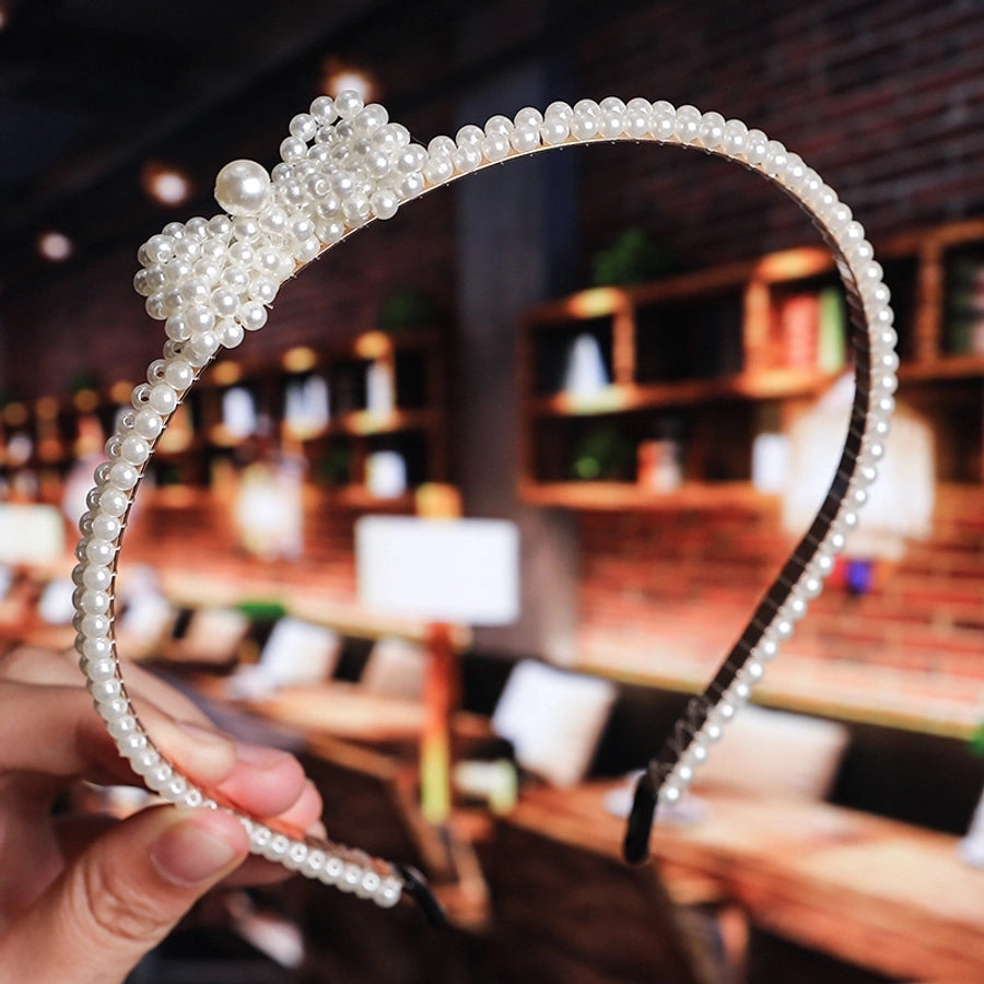 women's fashion waves alloy inlay artificial pearls headwear