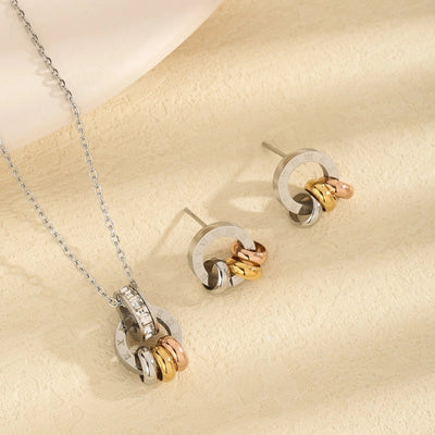 Jewelry Simple Style Roman Style Circle Roman Numeral 304 Stainless Steel Jewelry Set