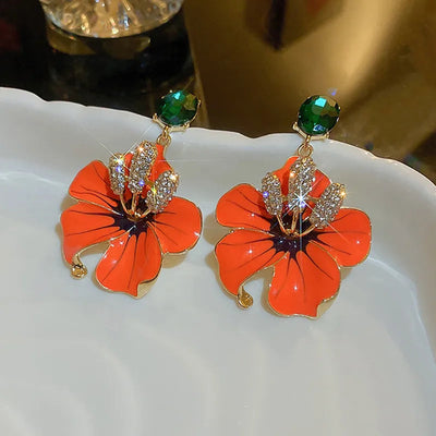 1 pair retro geometric heart shape bow knot alloy rhinestones drop earrings