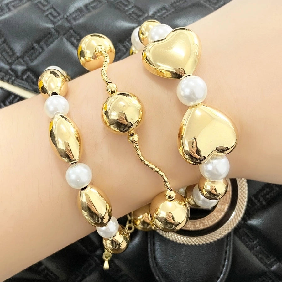 Copper 18K Gold Plated Plating Heart Shape Bracelets Necklace