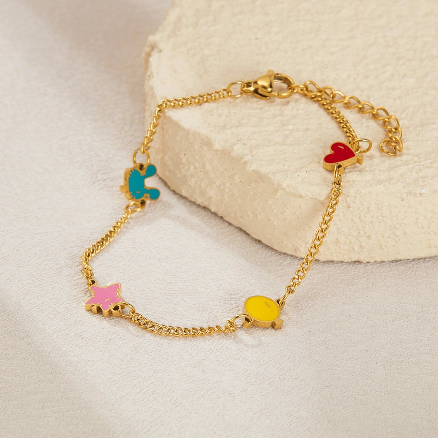 Simple Style Star Heart Shape 304 Stainless Steel Cuban Link Chain Curb Chain Bracelets In Bulk