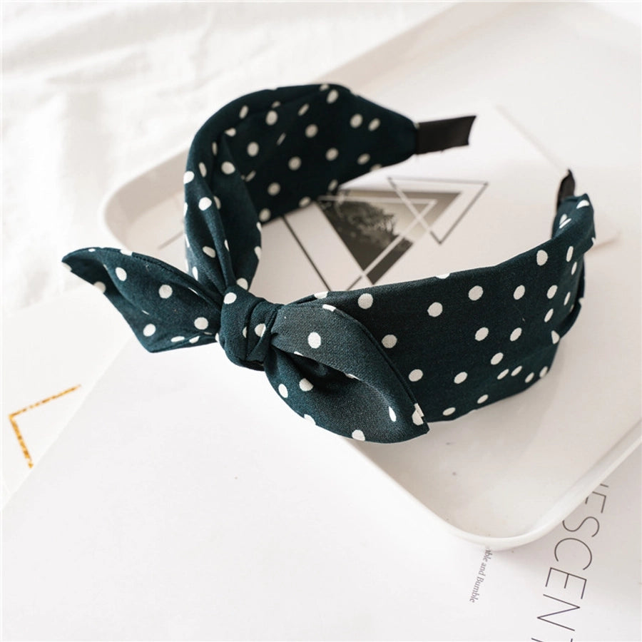 fashion polka dots bow knot cloth printing hair band 1 piece