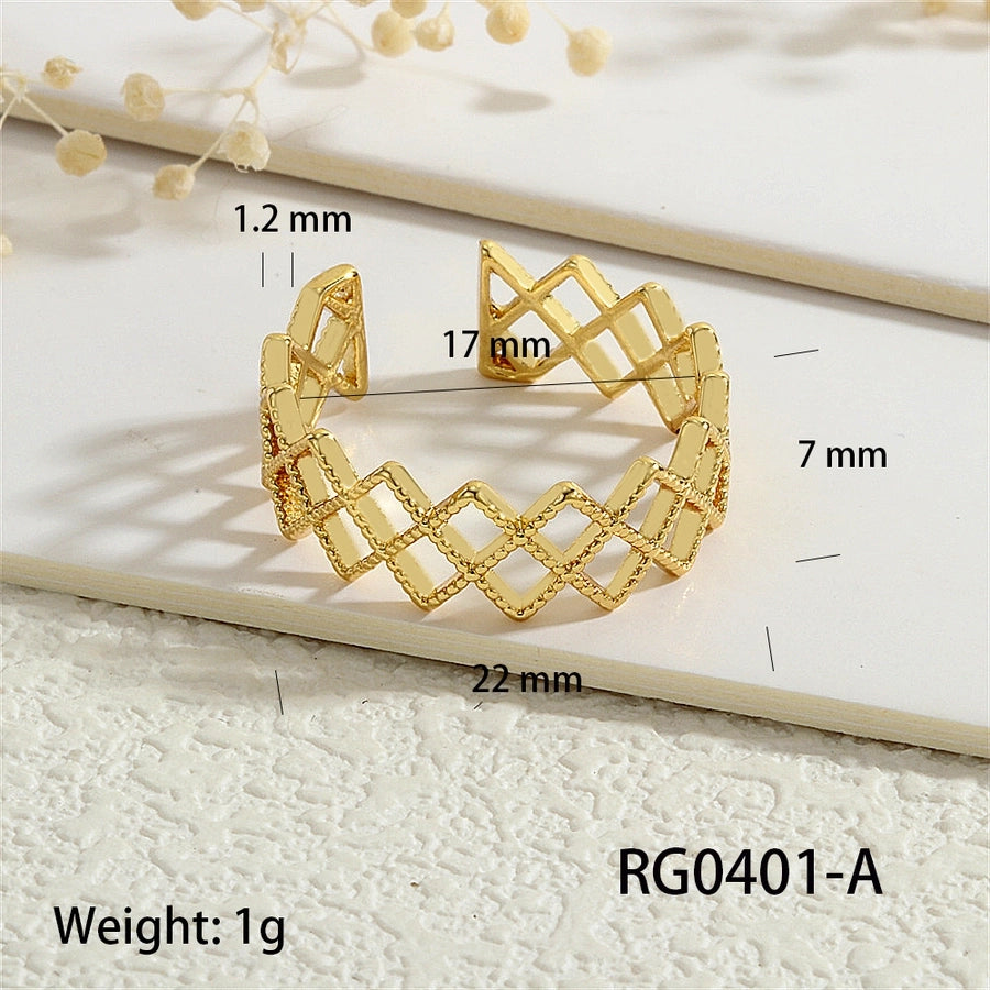 Copper Geometric Solid Color Open Rings