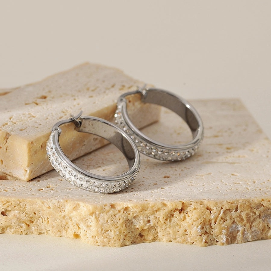 1 Pair Elegant Classic Style Circle 304 Stainless Steel Earrings