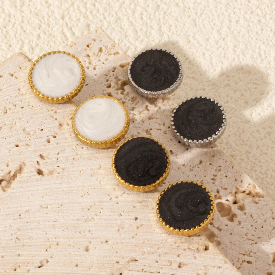 1 Pair Elegant Geometric Round 304 Stainless Steel Ear Studs