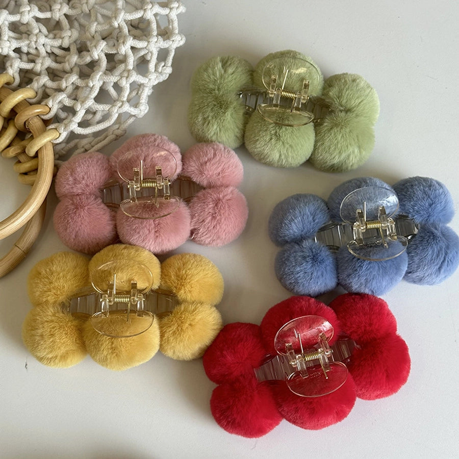 simple style classic style solid color plastic plush hair claws