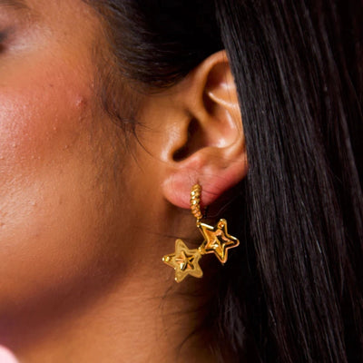 1 Pair Casual Elegant Streetwear Star Inlay Copper Zircon Copper Earrings