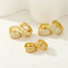 1 Pair IG Style Business Commute Circle Inlay Copper Zircon 18K Gold Plated Earrings