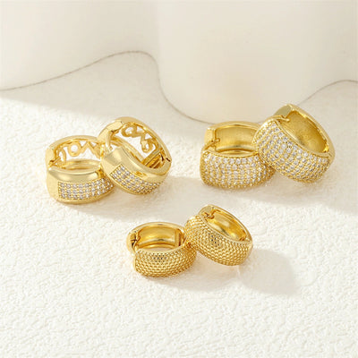 1 Pair IG Style Business Commute Circle Inlay Copper Zircon 18K Gold Plated Earrings