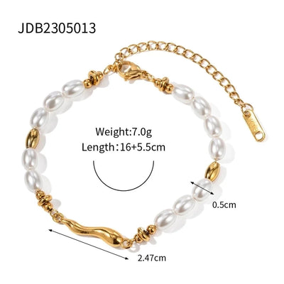 Elegant Geometric Stainless Steel Beaded Chain Bracelets In Bulk