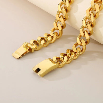 Fashion Minimalist Atmospheric Stainless Steel Cuban Link Chain Bracelet Necklace