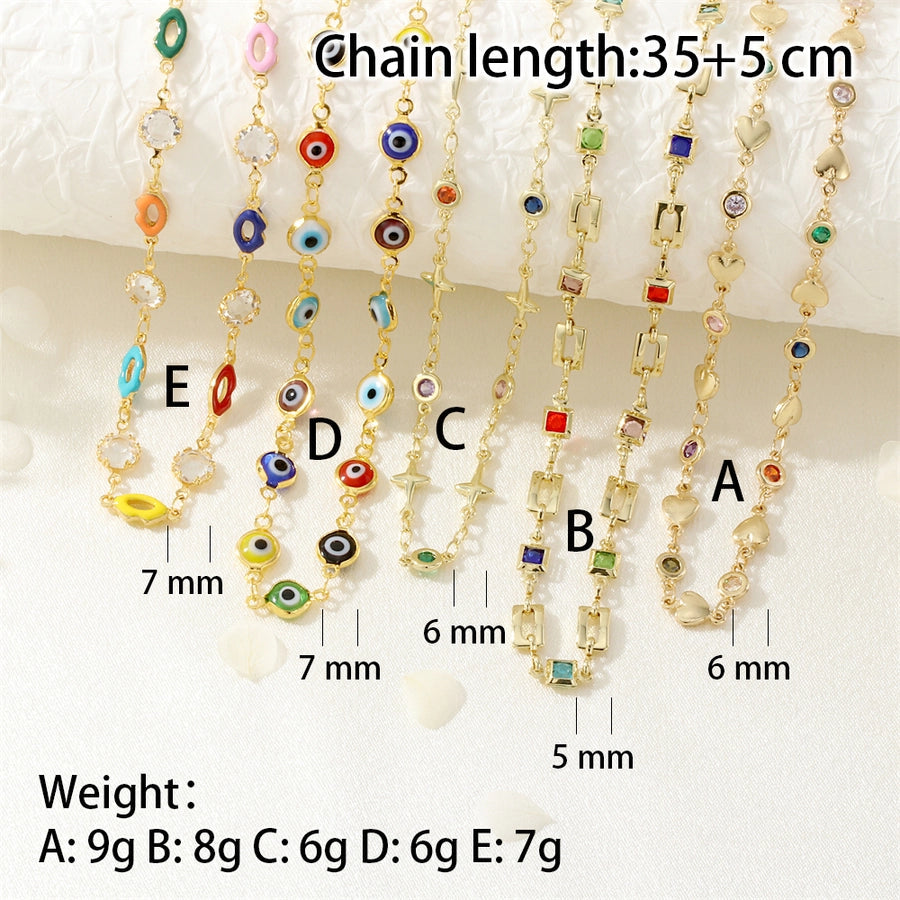 Jewelry IG Style Facial Features Eye  Face Copper Zircon Enamel Inlay Bracelets Necklace