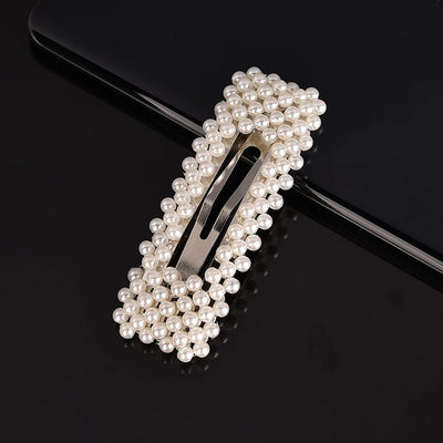 simple style geometric bow knot imitation pearl alloy plastic hair clip 1 piece