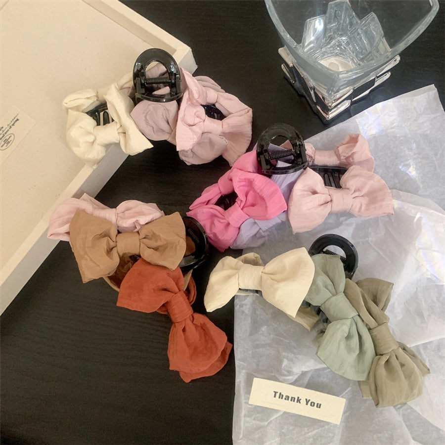 Women's Korean Style Bow Knot Plastic Cloth Hair Claws