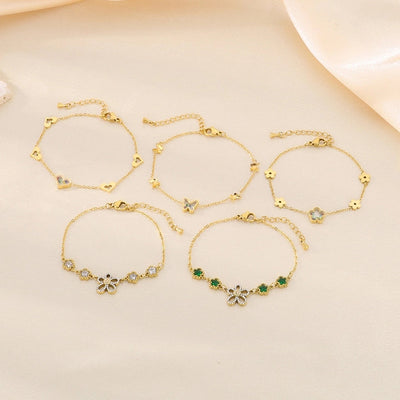 Vintage Style Streetwear Flower 304 Stainless Steel 18K Gold Plated Bracelets In Bulk