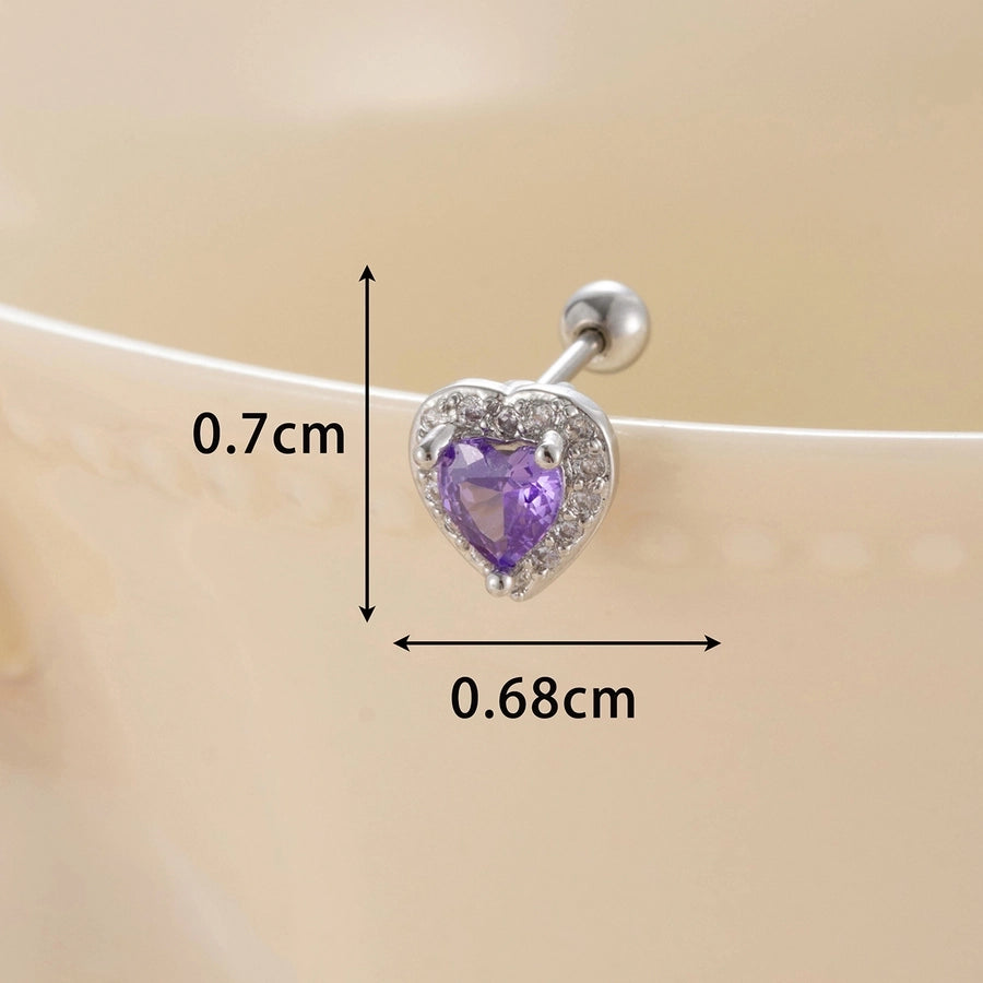 1 Piece Classic Style Heart Shape Inlay Copper Zircon Ear Studs