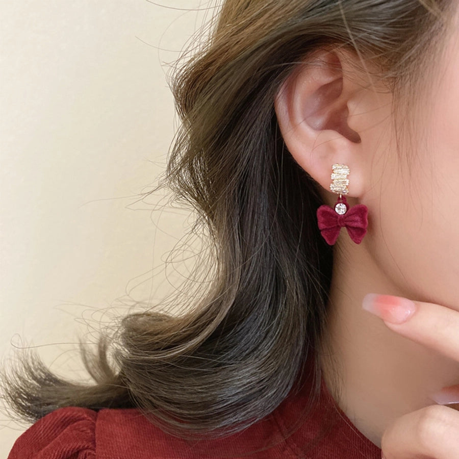 1 Pair Retro Bow Knot Copper Drop Earrings