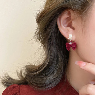 1 Pair Retro Bow Knot Copper Drop Earrings